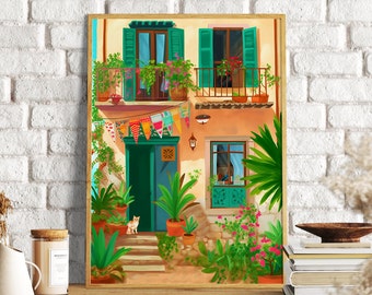 Puglia illustration, Locorontodo Travel, Italy illustration, Italy Travel, Art illustration, Art print, Housewarming gift, Anniversary