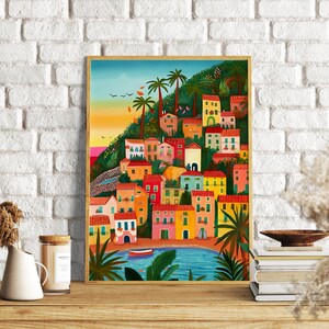 Positano illustration Set of 2, Amalfi Coast, Italy art, Art print, Wall Art, Travel illustration, Housewarming gift, Anniversary image 3