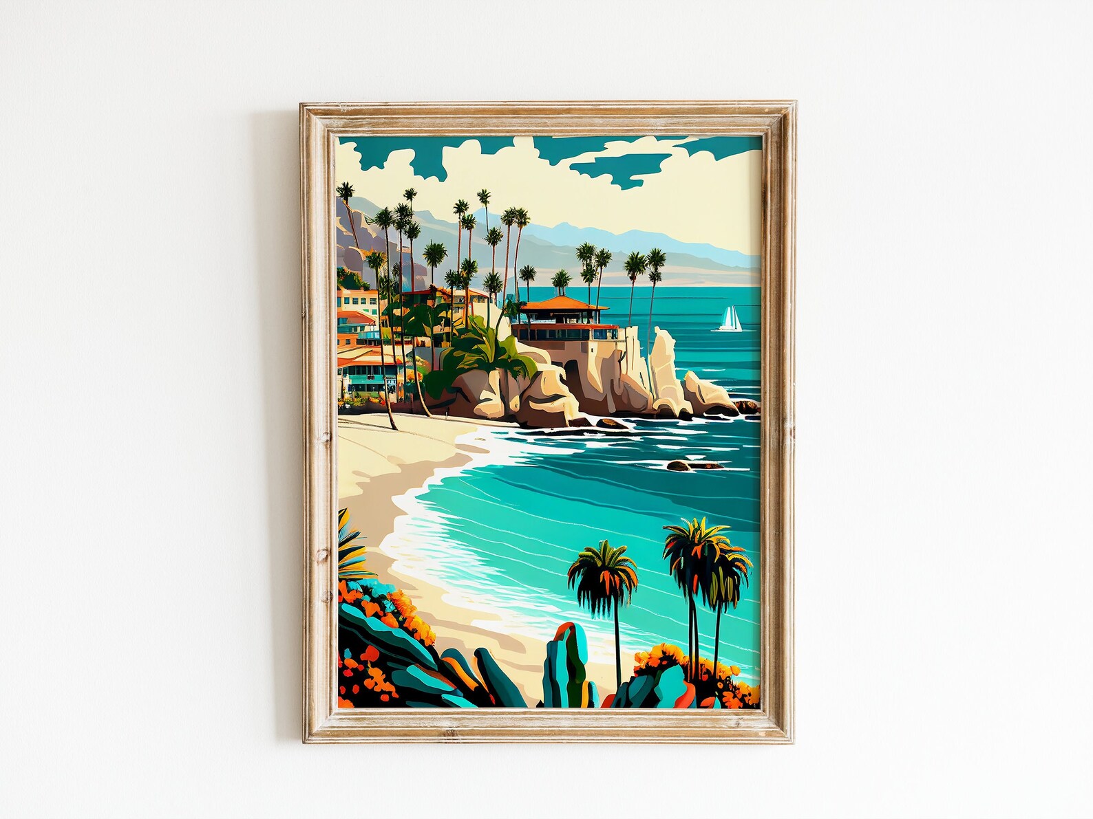 Laguna Beach Illustration Poster California Printtravel Art Etsy