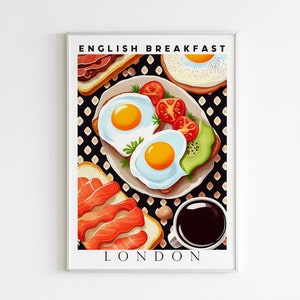 Cartel de desayuno inglés, impresión de comida, descarga digital, cartel de exposición, arte pop, arte alimentario, decoración de cocina, regalo de inauguración de la casa, cartel de cocina imagen 4