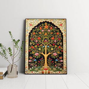 Pichwai Tree of Life Art Print: Indian Floral Painting (digital ...