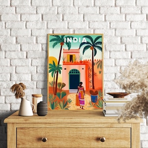 India Travel Illustration: Colorful India Art Print (Digital Download) image 2