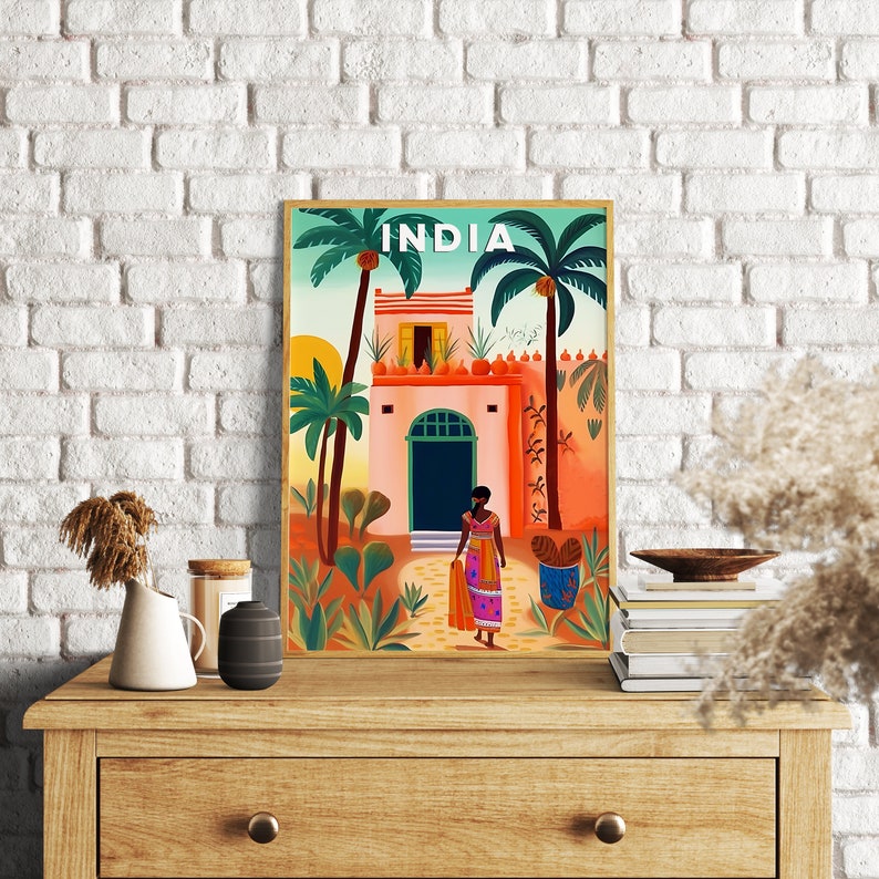 India Travel Illustration: Colorful India Art Print (Digital Download) image 2