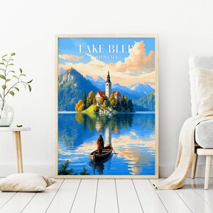 Lake Bled Travel Poster, Travel Print of Lake Bled, Slovenia Travel, Slovenia Art, Lake Bled Gift, Wall Art Print, Digital Download image 4