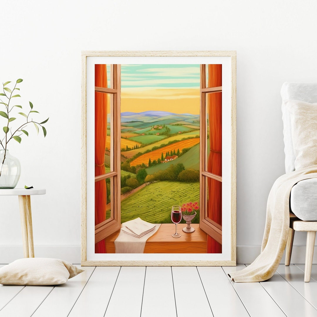 Tuscan Window Rvt Tuscany Window View Illustration: Italy Travel Art Print (digital ...