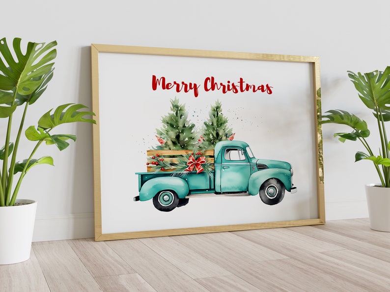 Merry Christmas Printable Wall Art, Farmhouse Christmas Prints, Christmas gift ideas, Festive home decor, Handmade holiday decoration image 7