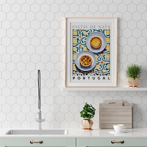 Cartel de Pastel De Nata, Pasteis de Nata Art Print, Postre portugués, Pastelería portuguesa, Tarta portuguesa, Impresión de arte de cocina, Impresión de tarta de natillas imagen 2