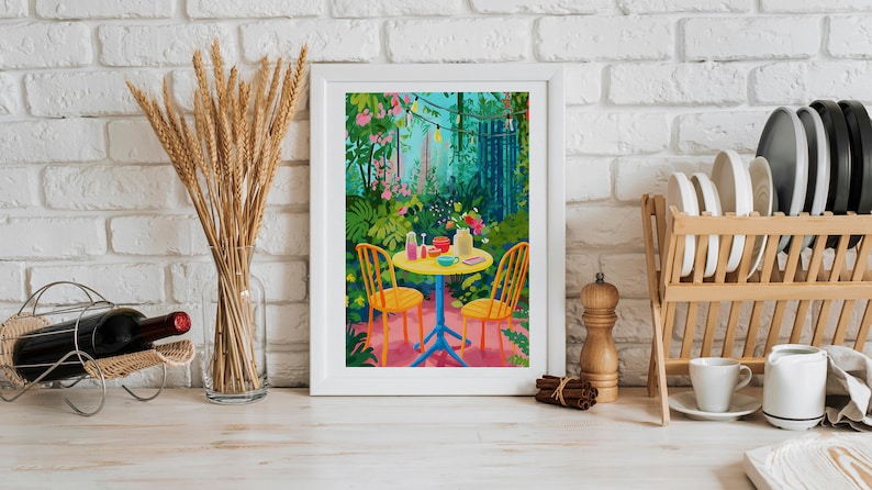 Colorful Kitchen Printable Wall Art, Still Life Illustration, Printable Art, Living Room Print image 2