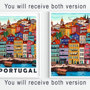 Porto Portugal Travel Poster: Colorful Cityscape Art Print (Digital Download) image 3