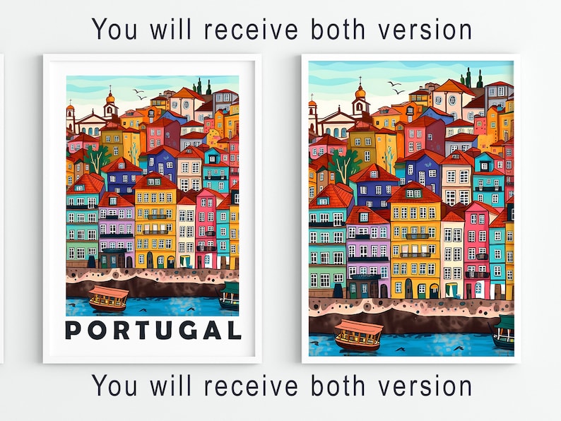 Porto Portugal Travel Poster: Colorful Cityscape Art Print (Digital Download) image 3