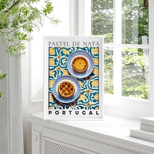 Cartel de Pastel De Nata, Pasteis de Nata Art Print, Postre portugués, Pastelería portuguesa, Tarta portuguesa, Impresión de arte de cocina, Impresión de tarta de natillas imagen 3