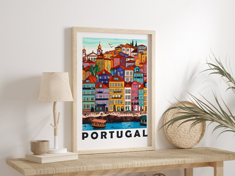 Porto Portugal Travel Poster: Colorful Cityscape Art Print (Digital Download) image 9
