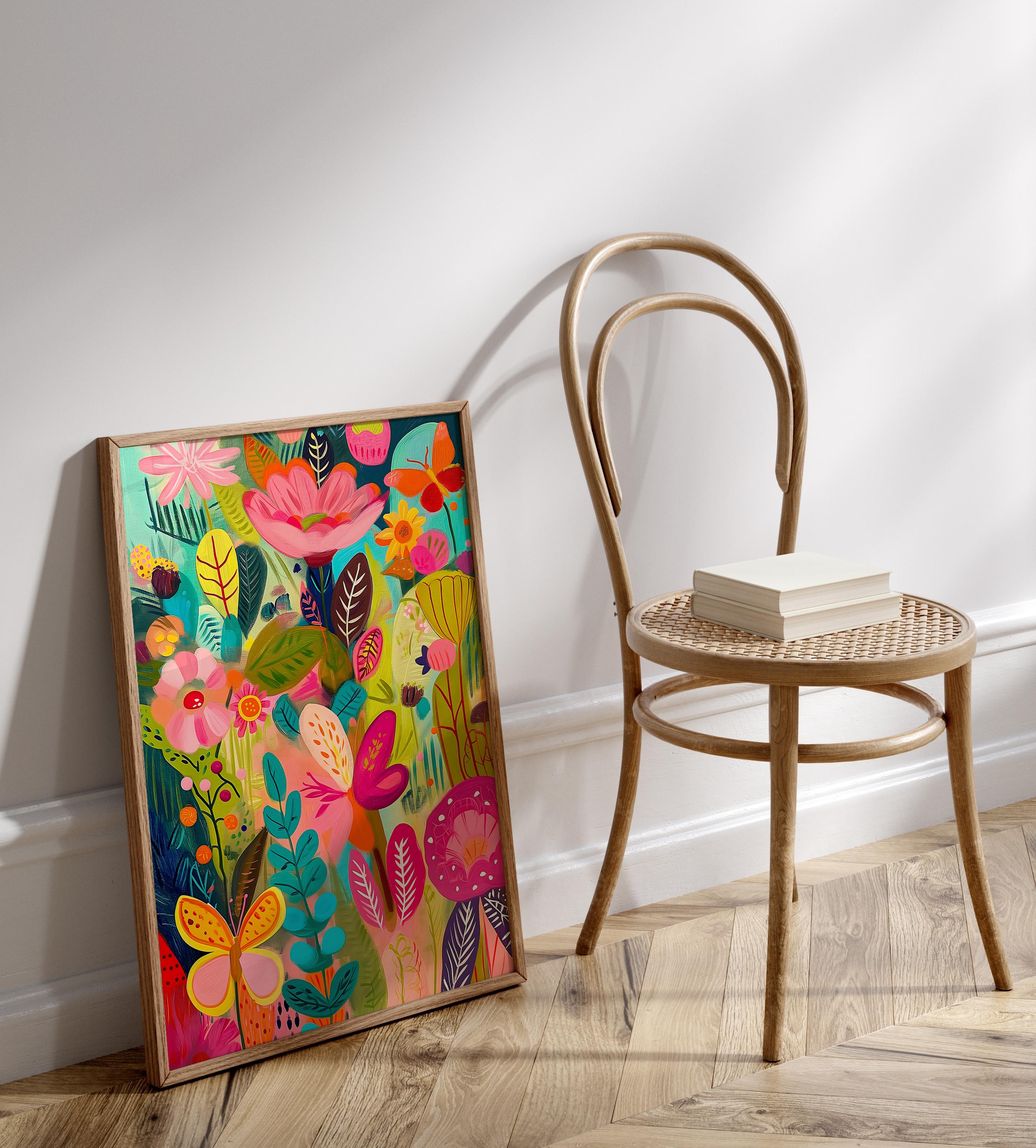 Colorful Floral Abstract Art Print: Maximalist Home Decor (digital ...