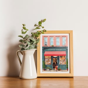 Plakat artystyczny „New York Coffee Shop”: Kolorowy plakat kawiarniany (pobranie cyfrowe) zdjęcie 8