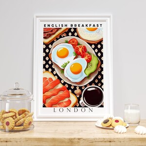 Cartel de desayuno inglés, impresión de comida, descarga digital, cartel de exposición, arte pop, arte alimentario, decoración de cocina, regalo de inauguración de la casa, cartel de cocina imagen 2