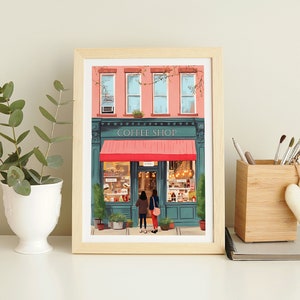 Plakat artystyczny „New York Coffee Shop”: Kolorowy plakat kawiarniany (pobranie cyfrowe) zdjęcie 2
