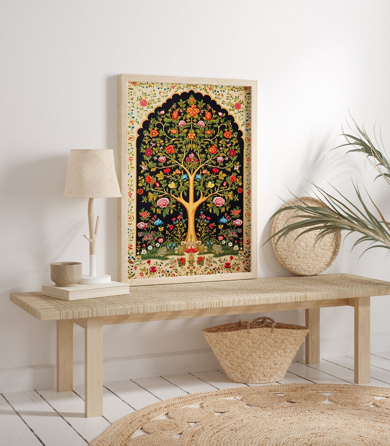 Pichwai Tree of Life Art Print: Indian Floral Painting (digital ...