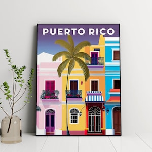 Puerto Rico travel print, Illustration Print, Puerto Rico Art, Digital Download, Travel Print, Caribbean, Boricua Art, Latin Art, Wall Decor