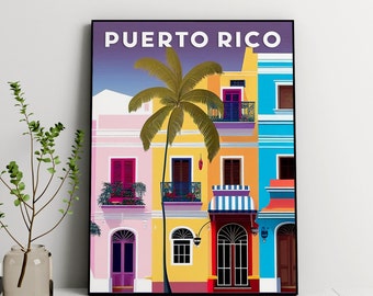 Puerto Rico Illustration Print: Colorful Caribbean Art (Digital Download)