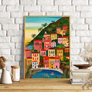 Positano illustration Set of 2, Amalfi Coast, Italy art, Art print, Wall Art, Travel illustration, Housewarming gift, Anniversary image 2