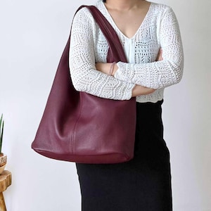 Rote Lederne Einkaufstasche Große Größe , Leder-Schultertasche, Lederhandtaschen Top Griff Tasche, Arbeitstasche Einkaufstasche, Geschenk für sie