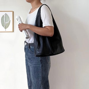 Sac fourre-tout en cuir noir pour femme, sac à bandoulière en cuir, sacs à main en cuir, sac de travail, sac à provisions, cadeau d'anniversaire