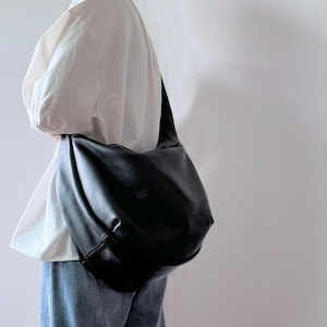 Oversized Leather Crossbody Bag: Large Capacity Sling Tote Shoulder Bag, Fits 15" Laptop