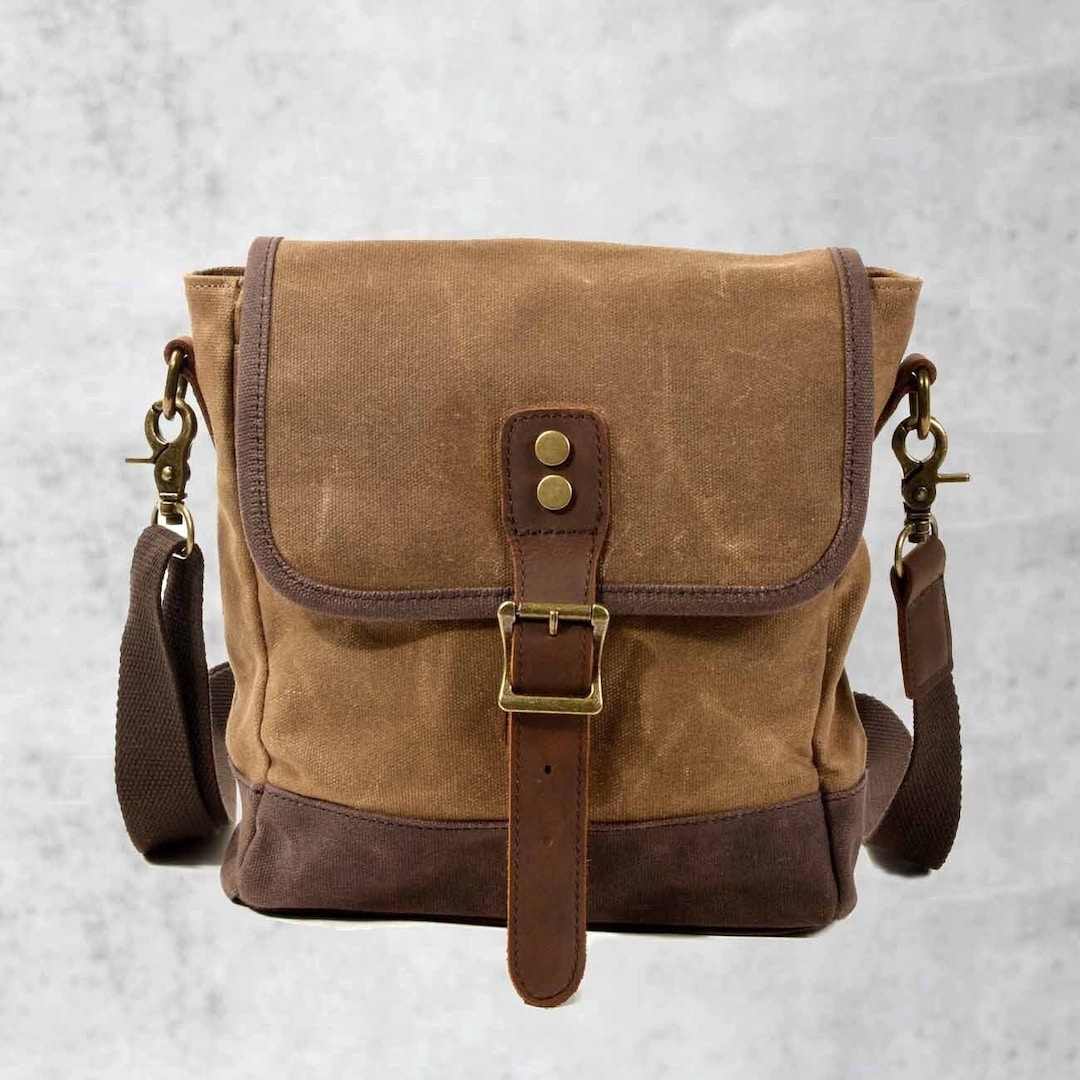 Waxed Canvas Crossbody Bag for Men, Canvas Messenger Bag Sling Bag