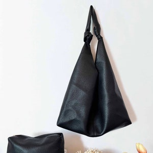 Soft Leather Tote Bag , Knot Bag Tote, Vegan Leather Sling bag Shopping Bag Weekend Bag, Leather Slouchy Bag Shoulder Bag Hobo Bag zdjęcie 9