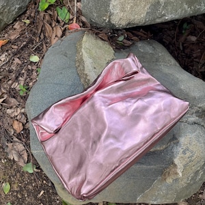 Pochette en cuir or rose, sac à main en cuir à rabat, pochette en cuir à revers, sac de soirée sac de mariage, pochette en cuir tanné à l'huile