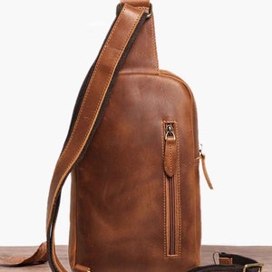 Leather Sling Bag Leather Chest Bag Shoulder Bag Leather - Etsy