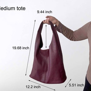 Red Leather Tote Bag Medium Size, leather Sling bag Shoulder Bag, Leather handbags Top Handle Bag, Working bag Shopping bag, birthday Gift zdjęcie 7