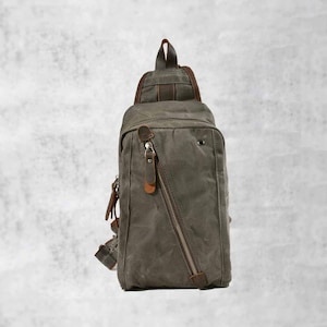 Waxed Canvas Sling Bag for men, Canvas Shoulder Bag Backpack, Chest Bag Canvas Crossbody Bag Travel Bag, Gift for Men/Him/Father