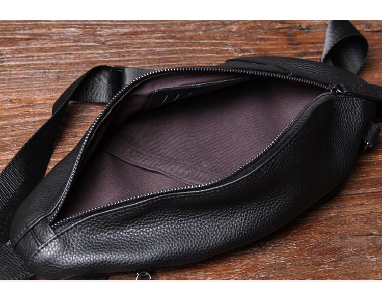 Cowhide Leather Sling Bag, Leather Chest Bag Crossbody Bag for Men