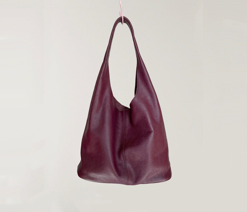 Red Leather Tote Bag Medium Size, leather Sling bag Shoulder Bag, Leather handbags Top Handle Bag, Working bag Shopping bag, birthday Gift zdjęcie 3