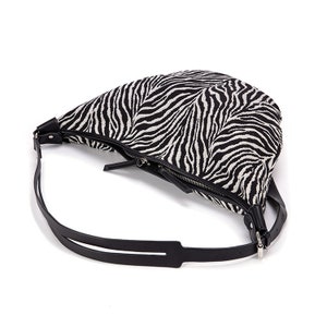 Large Moon bag Croissant Bag, Canvas Crossbody bag, Nylon Sling Bag Oversized Shoulder Bag, Zebra Bag, Canvas Moon Bag, Nylon Croissant Bag image 5