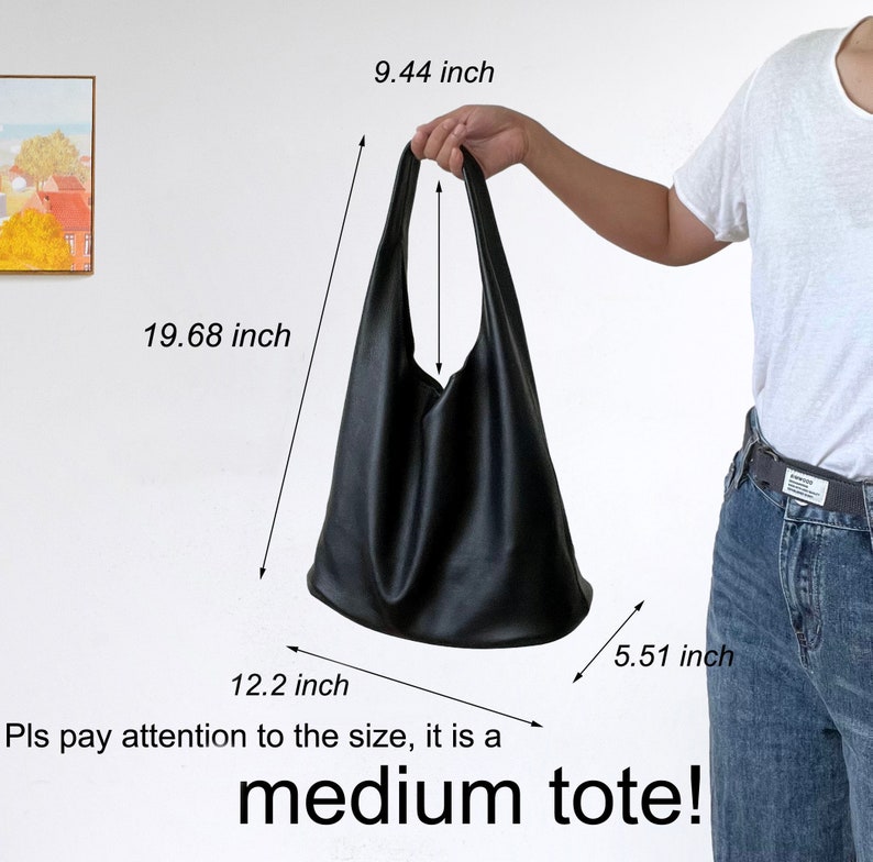 Black Leather Tote Bag for women, leather Sling bag Shoulder Bag, Leather handbags Top Handle Bag, Working bag Shopping bag, birthday Gift zdjęcie 2