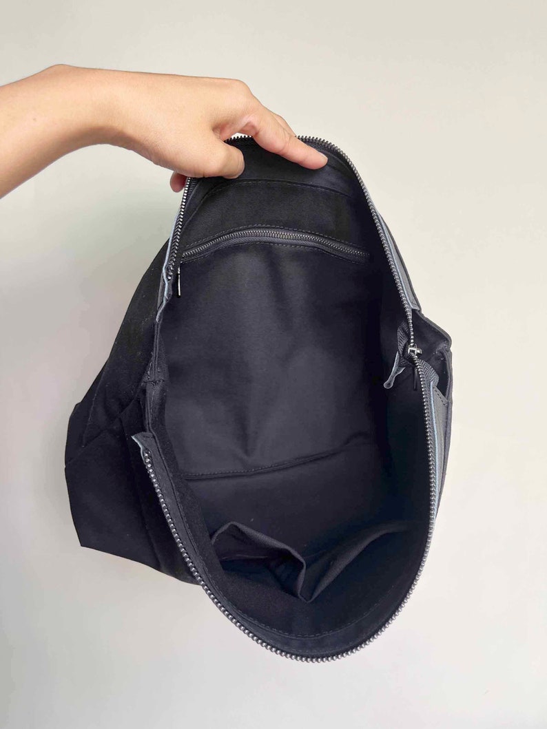 Large Black Leather Tote Bag for women, leather Sling bag Shoulder Bag, Top Handle Bag, Working bag Shopping bag, birthday Gift for her zdjęcie 5