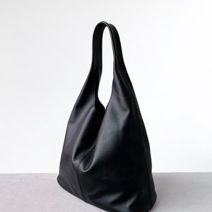 Bolso tote de cuero negro para mujer, bolso de cuero bolso de hombro, bolsos de cuero bolso de asa superior, bolso de trabajo bolso de compras, regalo de cumpleaños imagen 7