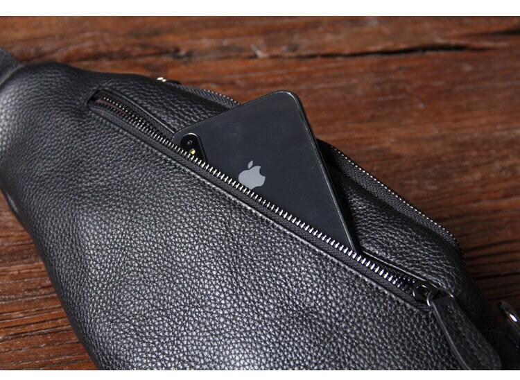 Cowhide Leather Sling Bag, Leather Chest Bag Crossbody Bag for Men