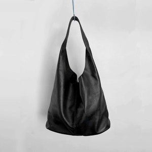 Sac fourre-tout en cuir noir moyen, sac à bandoulière en cuir, sacs à main en cuir, sac à main en cuir, sac de travail, sac à provisions, cadeau d'anniversaire