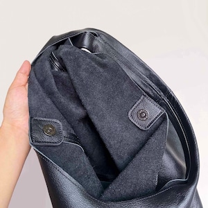 Bolso tote de cuero negro para mujer, bolso de cuero bolso de hombro, bolsos de cuero bolso de asa superior, bolso de trabajo bolso de compras, regalo de cumpleaños imagen 5