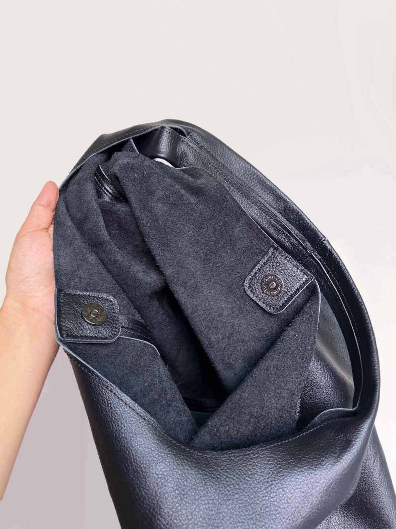 Black Leather Tote Bag for women, leather Sling bag Shoulder Bag, Leather handbags Top Handle Bag, Working bag Shopping bag, birthday Gift zdjęcie 5