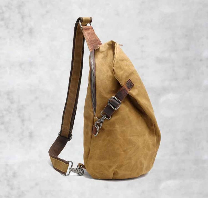 Waxed Canvas Sling Bag for Men Canvas Shoulder Bag Backpack Etsy