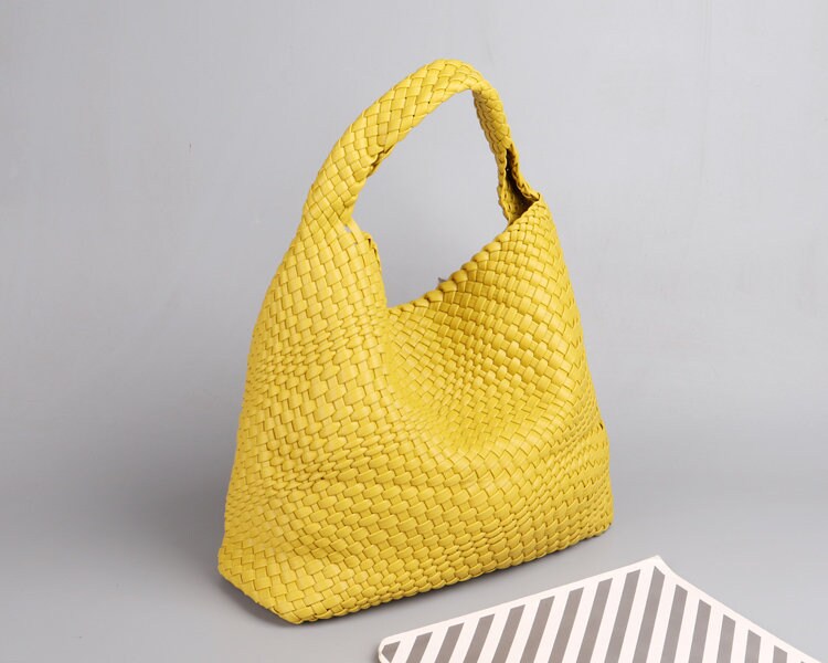 Woven Leather Basket Handbags Vegan Leather Tote for Women Etsy