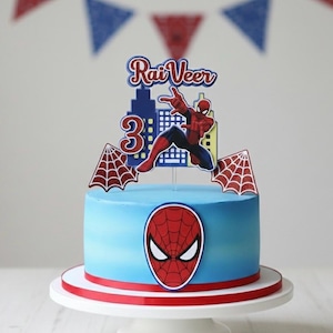 Spiderman/adorno para tarta/niño/niña/personalizado/decoraciones para tartas/cumpleaños/pastel/rojo/azul imagen 1
