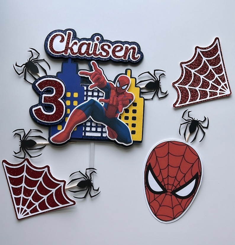 Spiderman/adorno para tarta/niño/niña/personalizado/decoraciones para tartas/cumpleaños/pastel/rojo/azul Topper & Decorations