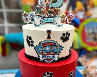 Adorno para tarta infantil / Adorno para tarta con personajes / Decoraciones de huellas de patas / Patrulla