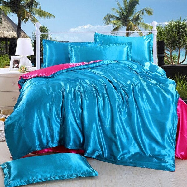 Silk Bed Set Sheets Pillow Covers And and Duvet Covers