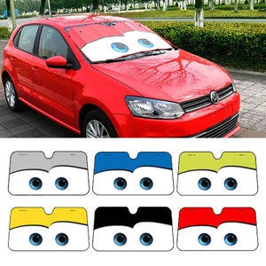 Cartoon Sleepy Eyes Yellow Car Sun Shade Funny Eyes Custom Car Windshi –  BigProStore